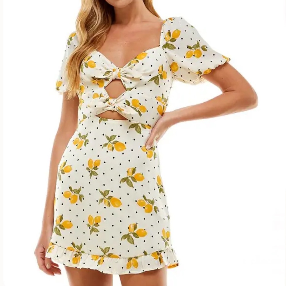 City Studio Lemon Print Mini Dress
